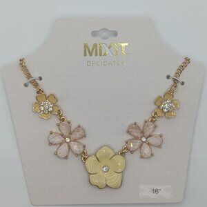 Mixit Delicates Floral Statement Necklace | 16” Gold Tone NWT